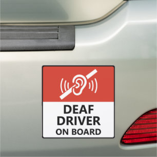 Hard of Hearing Deaf Driver Emergency Safety Alert Car Magnet