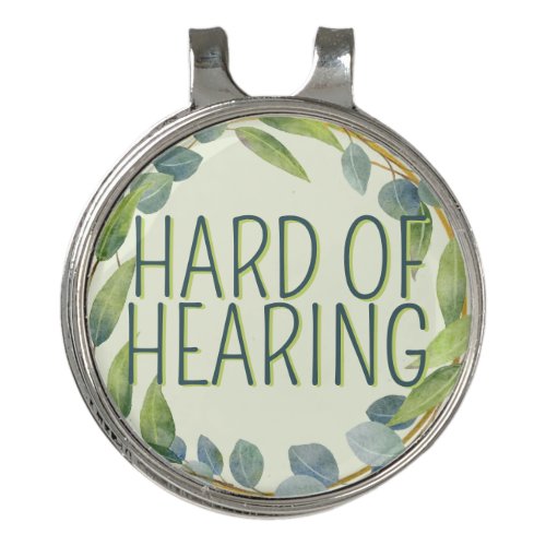 Hard of Hearing Deafness Alert Green Botanical Golf Hat Clip
