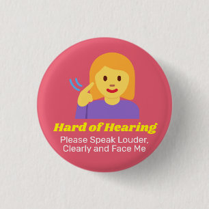 Hard of Hearing Girl with Personalized text Button
