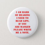 Hard Of Hearing Hearing Impaired Warning Alert  Button at Zazzle