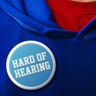 Hard of Hearing Lt Blue Sporty Minimalist Deafness Button
