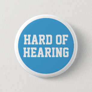 Hard of Hearing Lt Blue Sporty Minimalist Deafness Button
