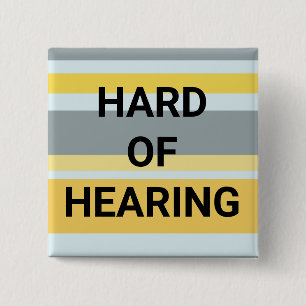Hard of Hearing Modern Stripes Yellow Gray Simple Button