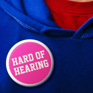 Hard of Hearing Pink Sporty Minimalist Deafness Button