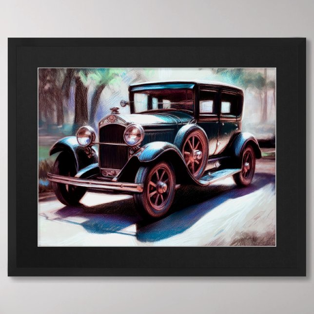 Hard Pastel Drawing Antique Car Trees Poster (Creator Uploaded)