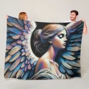 Hard Pastel Drawing Beautiful Angel Fleece Blanket