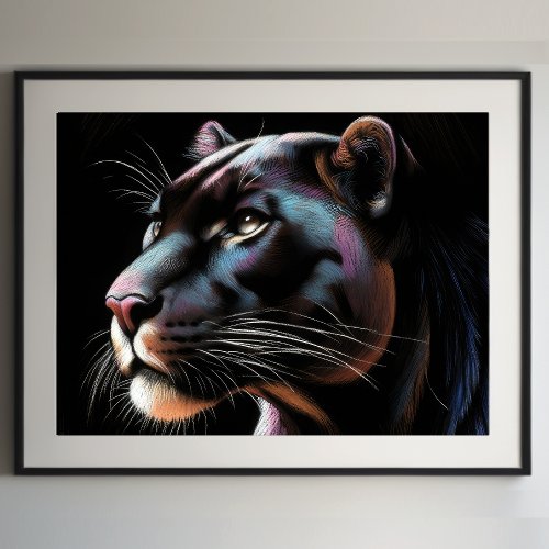 Hard Pastel Drawing Black Panther II Poster