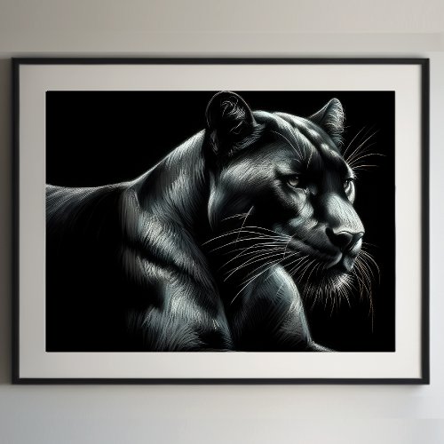 Hard Pastel Drawing Black Panther III Poster