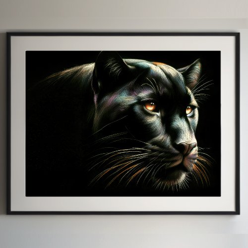 Hard Pastel Drawing Black Panther Poster