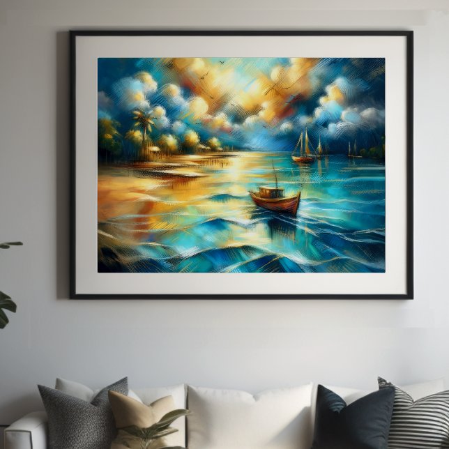 Hard Pastel Drawing Boats Water II Poster (Creator Uploaded)