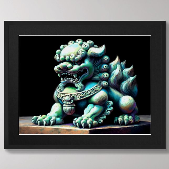 Hard Pastel Drawing Chinese Foo Dog Jade Poster (Creator Uploaded)