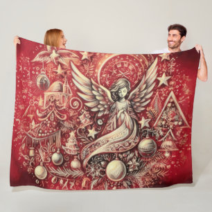 Hard Pastel Drawing Christmas Angel Fleece Blanket