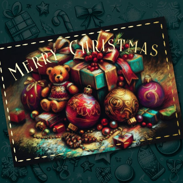 Hard Pastel Drawing Christmas Holiday Motifs Card (Creator Uploaded)