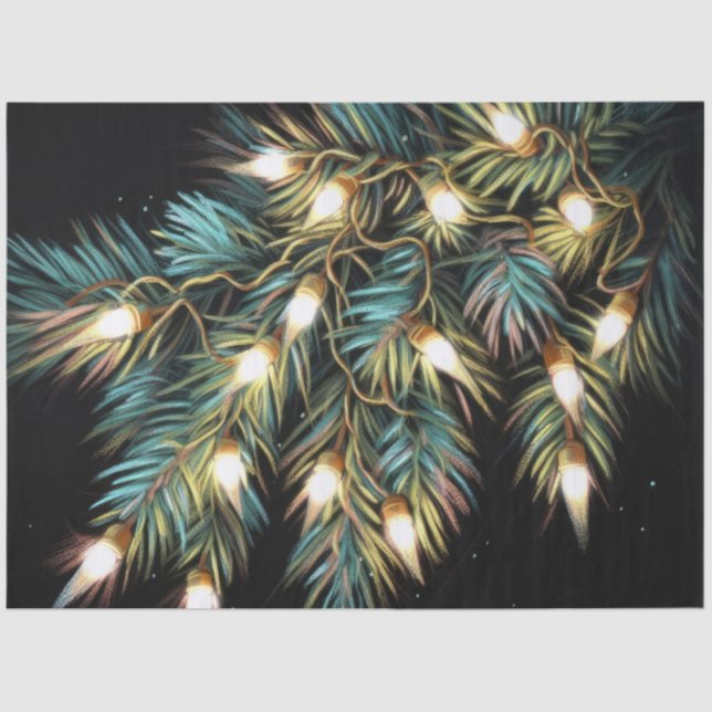 Hard Pastel Drawing Christmas Holiday String Light Tissue Paper (Front)