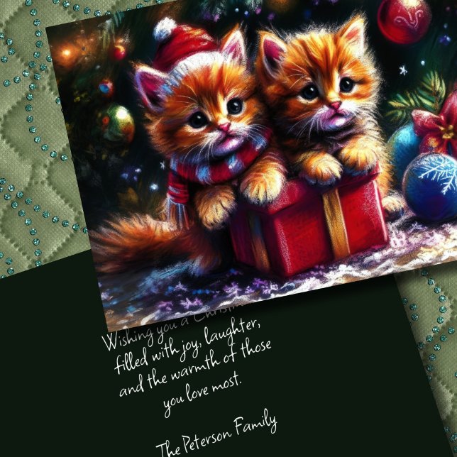 Hard Pastel Drawing Christmas Kittens Card (Creator Uploaded)