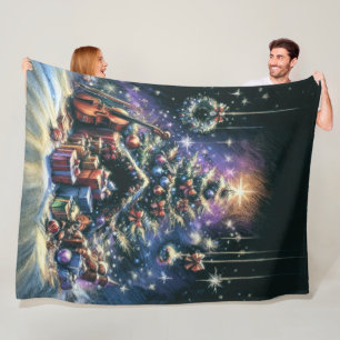 Hard Pastel Drawing Christmas Motif Holiday Fleece Blanket