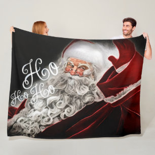 Hard Pastel Drawing Christmas Santa Baby Elf Fleece Blanket