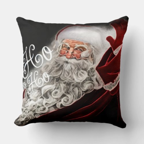 Hard Pastel Drawing Christmas Santa Baby Elf Throw Pillow