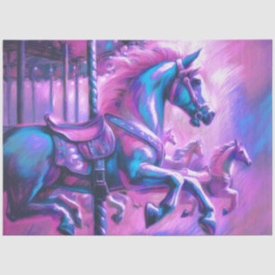 Hard Pastel Drawing Cool Tones Carousel Horse Tissue Paper