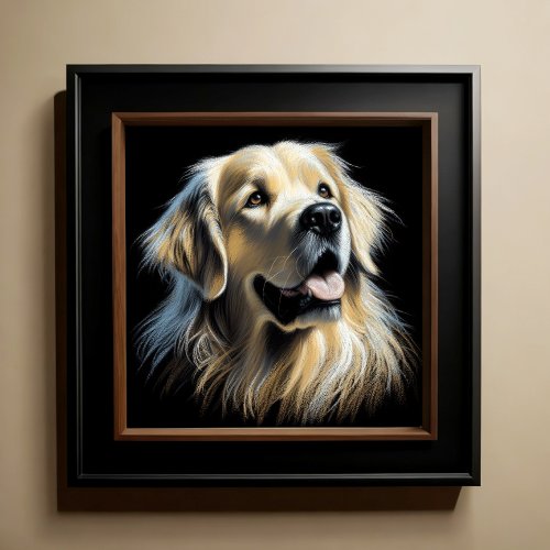 Hard Pastel Drawing Golden Retriever Poster