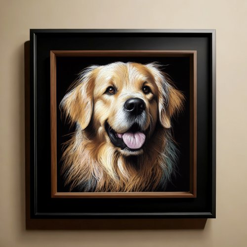 Hard Pastel Drawing Golden Retriever Poster