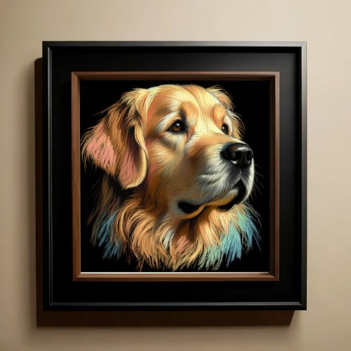 Hard Pastel Drawing Golden Retriever Poster