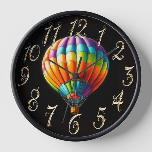 Hard Pastel Drawing Hot Air Balloon Clock