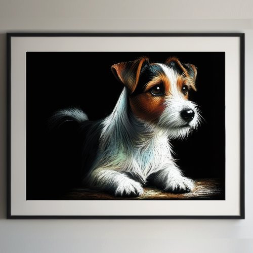 Hard Pastel Drawing Jack Russell Terrier Poster