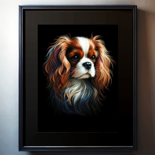 Hard Pastel Drawing King Charles Cavalier Spaniel Poster (Creator Uploaded)