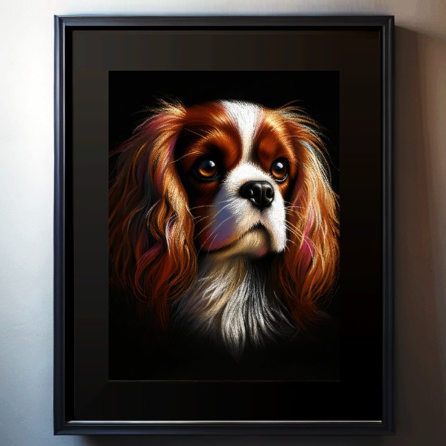 Hard Pastel Drawing King Charles Cavalier Spaniel  Poster (Creator Uploaded)