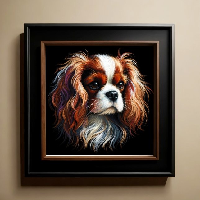 Hard Pastel Drawing King Charles Cavalier Spaniel Poster (Creator Uploaded)