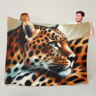 Hard Pastel Drawing Leopard Fleece Blanket