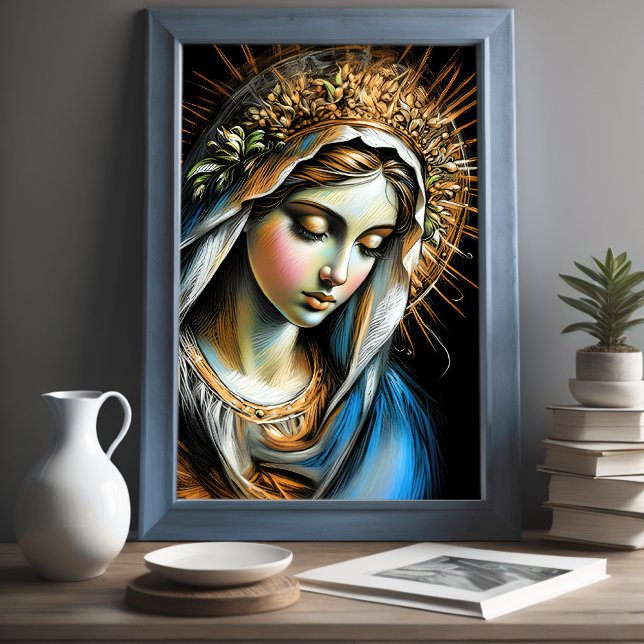 Hard Pastel Drawing Mother Mary Poster (Creator Uploaded)
