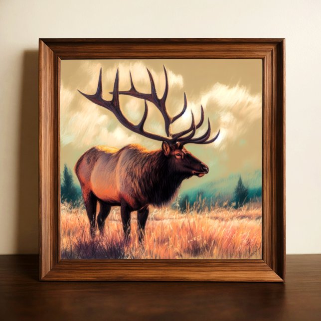 Hard Pastel Drawing Painting of an Elk Poster (Creator Uploaded)