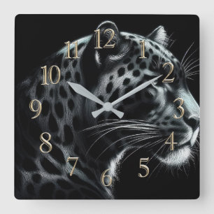 Hard Pastel Drawing Snow Leopard III Square Wall Clock