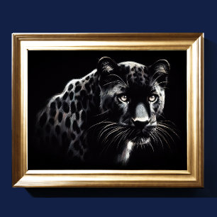Hard Pastel Drawing Snow Leopard Poster