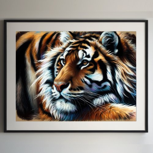 Hard Pastel Drawing Tiger Poster