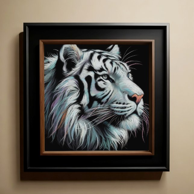Hard Pastel Drawing White Tiger Poster (Creator Uploaded)