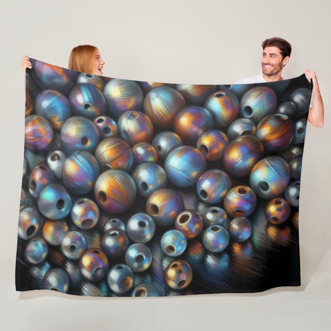Hard Pastel Pearls Iridescent Beads Fleece Blanket (In Situ)