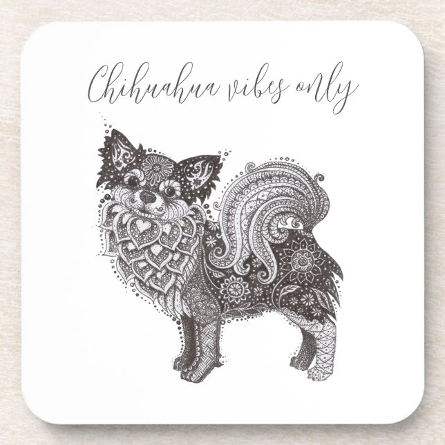 Hard Plastic Coaster Chihuahua Vibes (Front)