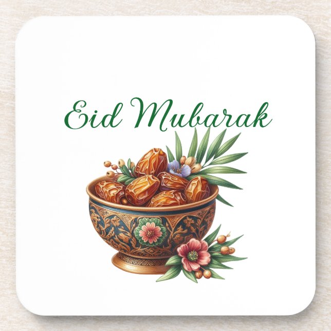 Hard plastic coaster-Eid Mubarak Tableware Beverage Coaster (Front)