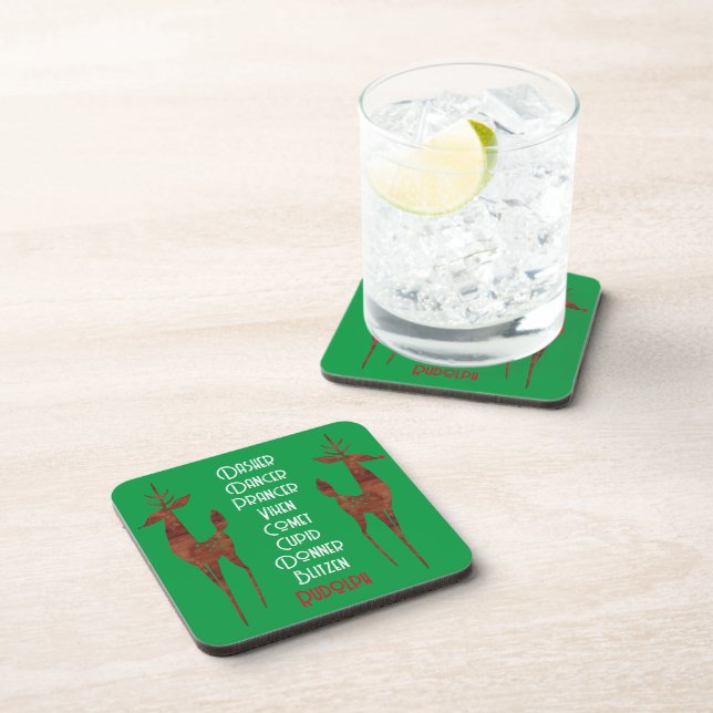 Hard plastic coaster -  Santa's Reindeer -Rudolph  (Right Side)