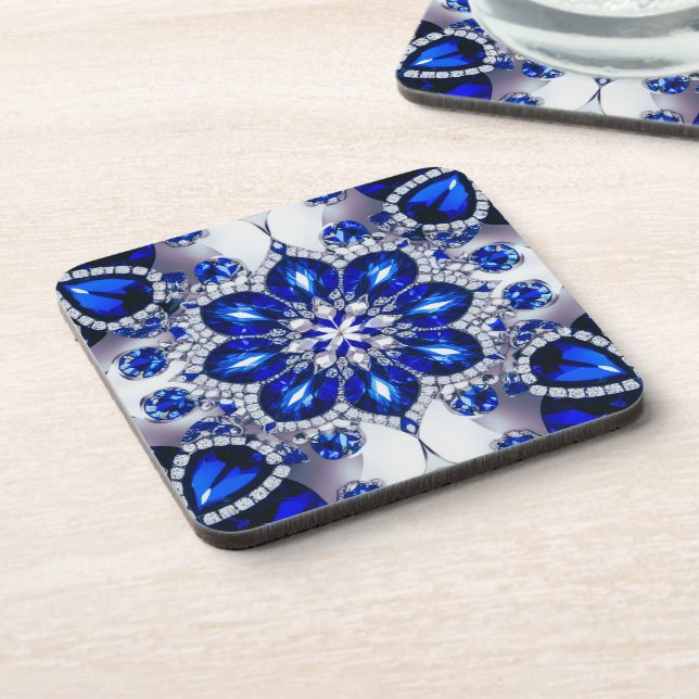 Hard plastic coaster with Blue White Colors (Left Side)