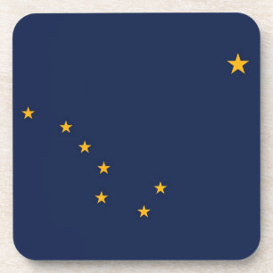 Hard plastic coaster with flag of Alaska, USA