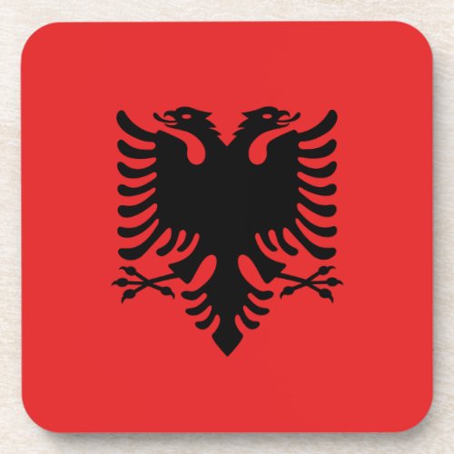 Hard plastic coaster with flag of Albania