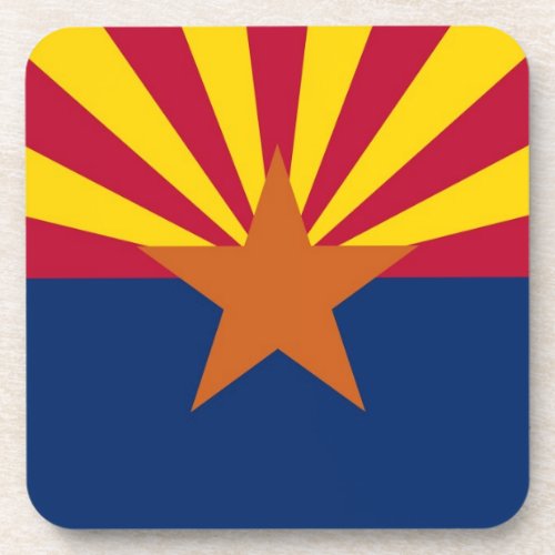 Hard plastic coaster with flag of Arizona USA