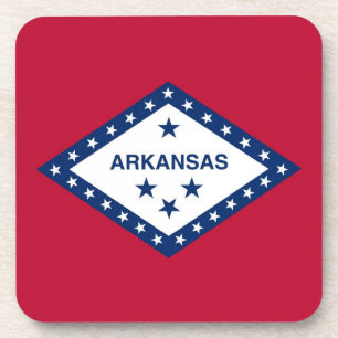 Hard plastic coaster with flag of Arkansas, USA