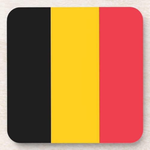 Hard plastic coaster with flag of Belgium