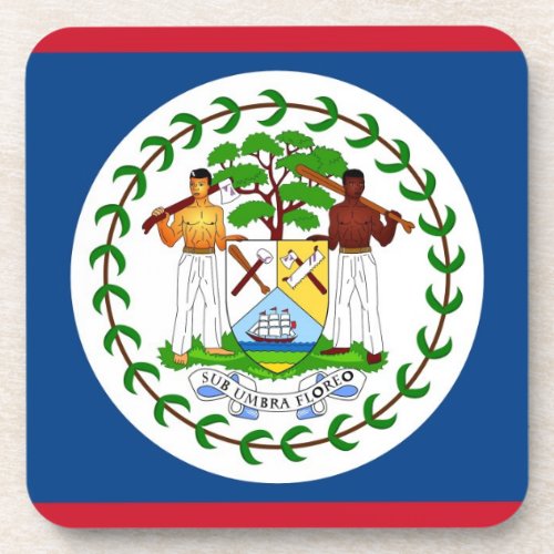 Hard plastic coaster with flag of Belize