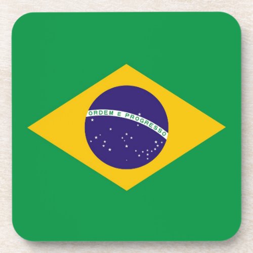Hard plastic coaster with flag of Brazil